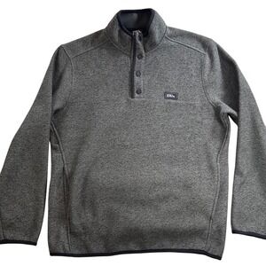 Eddie Bauer Mens Sweater Fleece Pullover Grey Snap Mock Neck Small NWT $90 Cozy